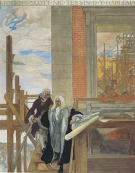 En av Nationalmuseifreskerna visande Slottsbygget